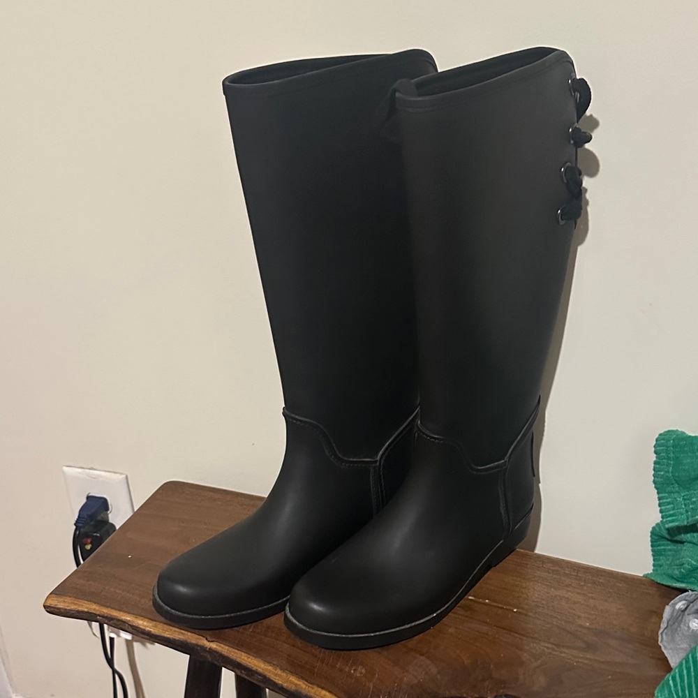 Coach Knee High Lace Up Rain Boot
